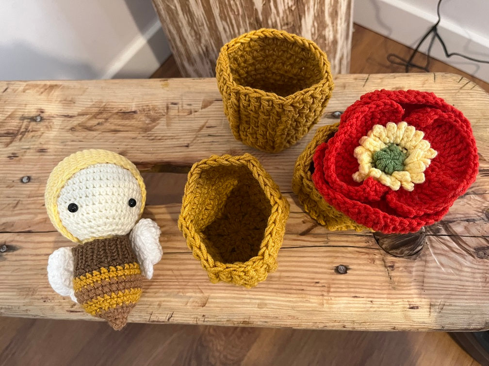 Crocheted bee set
