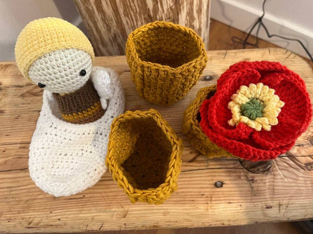 Crocheted bee set